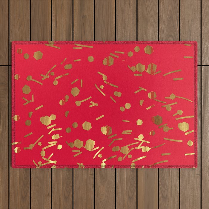 Gold and red Outdoor Rug