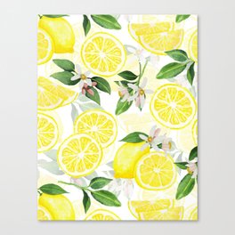 mediterranean summer lemon fruits on white Canvas Print