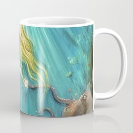The Mermaid’s Gift / Ocean Sisters Sea Siren Nymph Underwater Octopus Coral Fish Friends Sisters  Coffee Mug