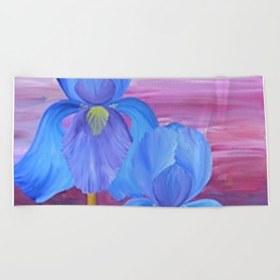 Blue Iris Beach Towel