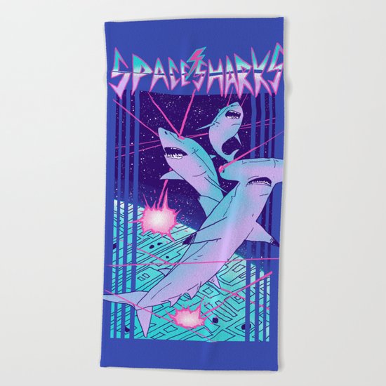 Space Sharks! Beach Towel