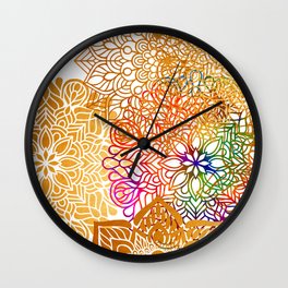 Glorious Gold Mandala Pattern With Rainbow Hues Accents Wall Clock