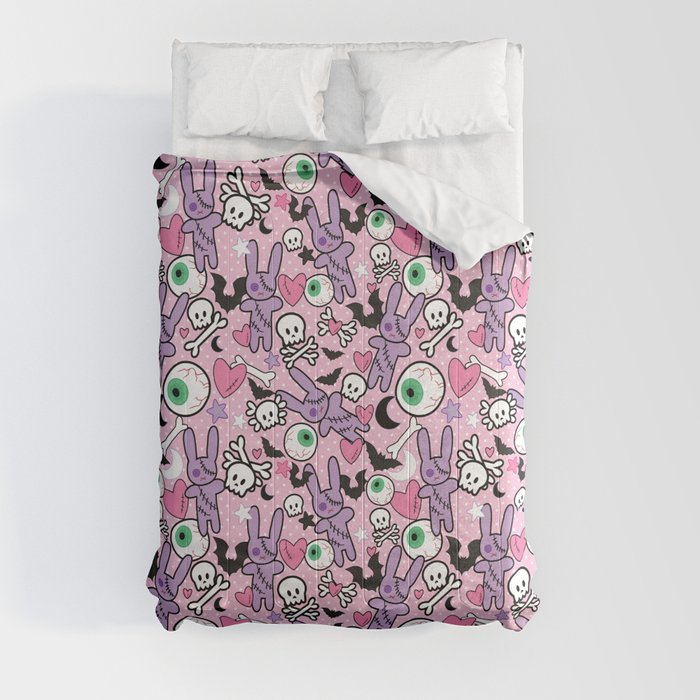 Pastel Goth Bunny Eyeball Comforter