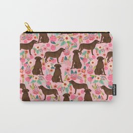 Chocolate Labrador Retriever dog floral gifts must haves chocolate lab lover Carry-All Pouch