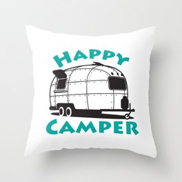 Happy Camper Airstream Throw Pillow