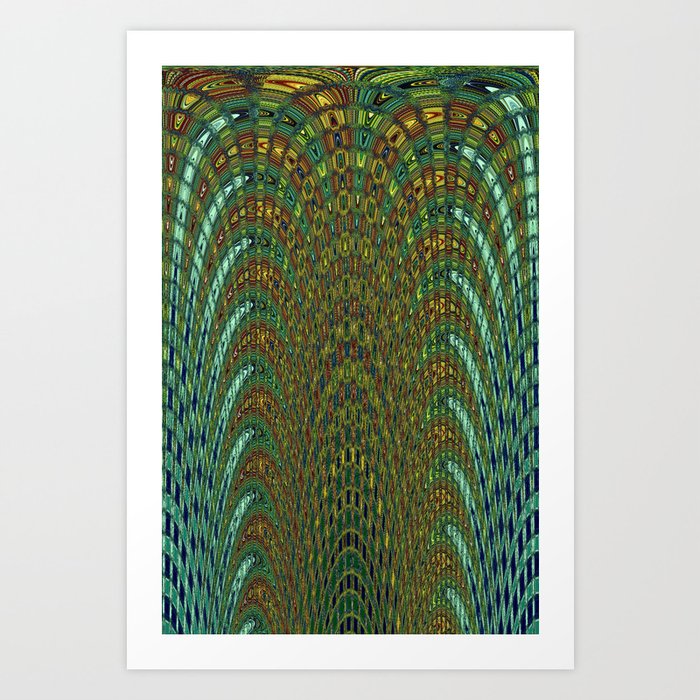 Green Check Abstraction Pattern Art Print