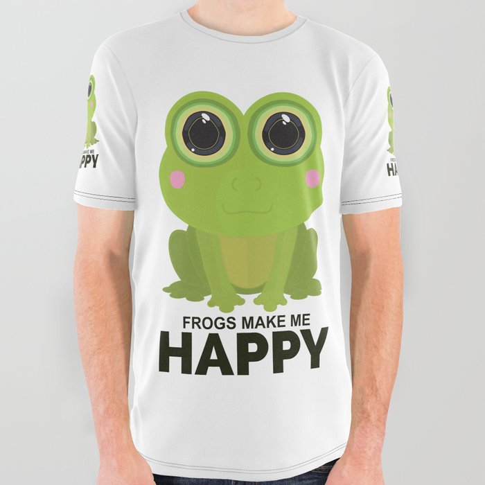 Frogs Make Me Happy All Over Graphic Tee