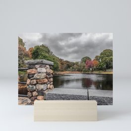 Cloudy autumn day at Millbrook Pond Rockport Mini Art Print