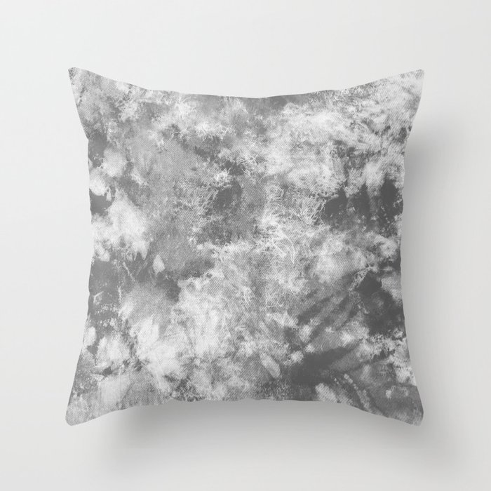 Grey Tie Dye Abstract Pattern Throw Pillow