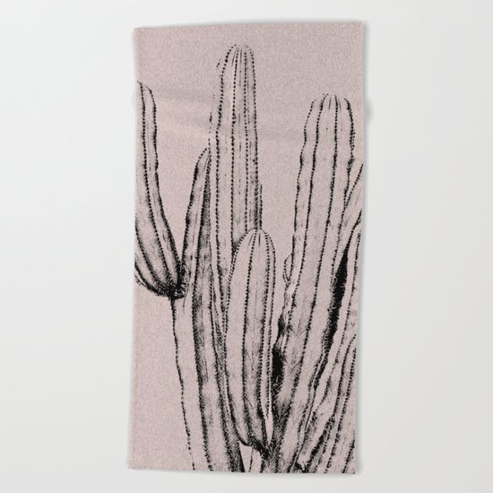 Pink cactus print Beach Towel