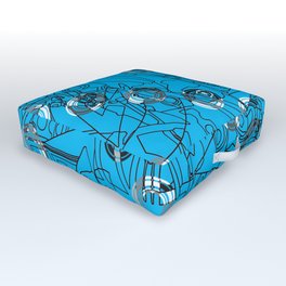 Glory Turquoise with Polo Circles Outdoor Floor Cushion