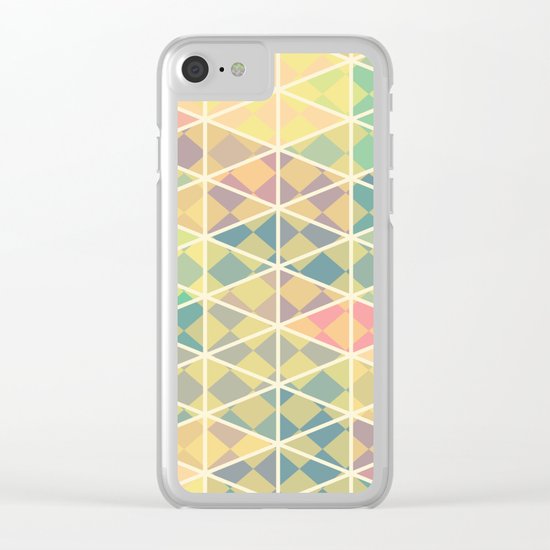 Green mosaic checkered art Clear iPhone Case