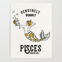 "Pisces: Genuinely Bubbly Bath Co." Zodiac-Inspired Art  Poster