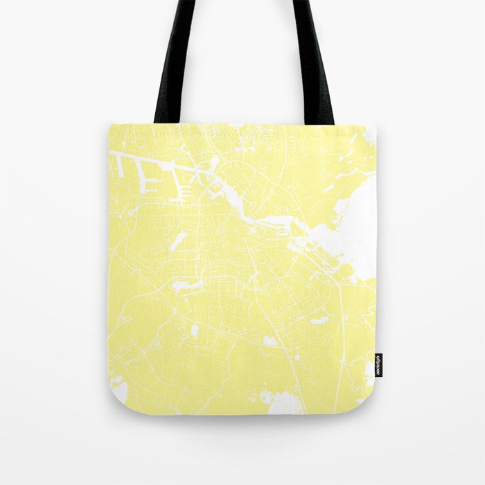 Amsterdam Yellow on White Street Map Tote Bag