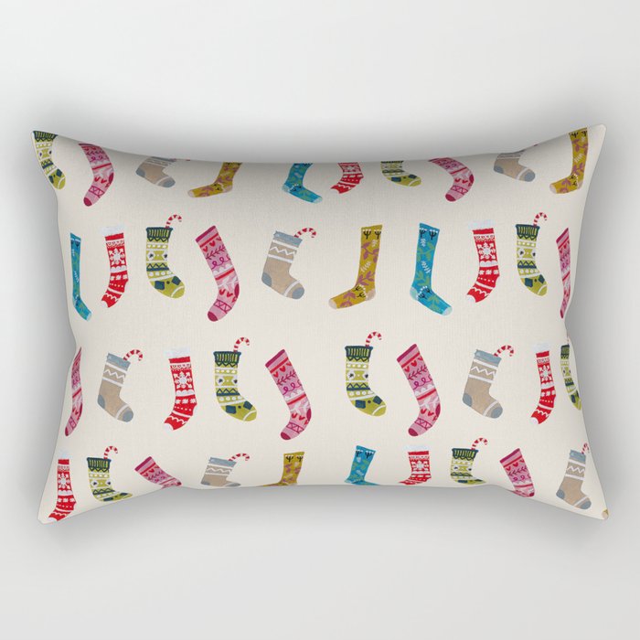 Christmas Sock Pattern Rectangular Pillow by Iisa Nuorttila | Society6