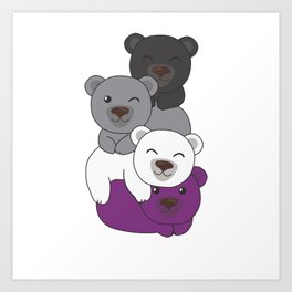 Asexual Flag Pride Lgbtq Cute Bear Pile Art Print