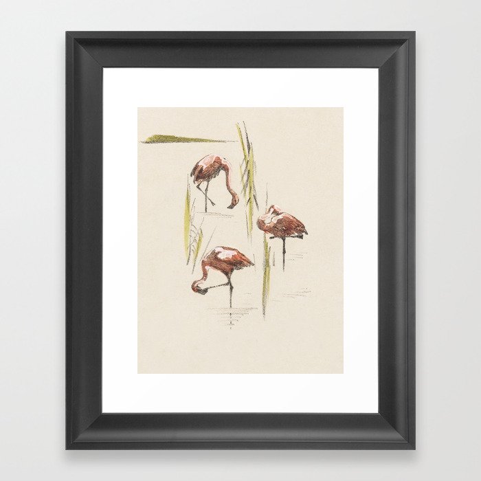 Flamingos Art Nouveau Framed Art Print
