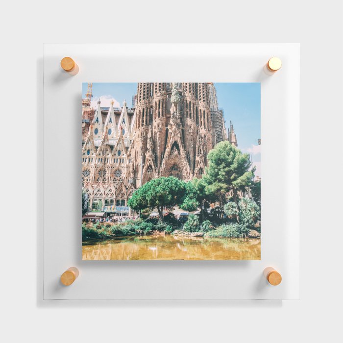 Spain Photography - Pond In Front Of A Basilica In Barcelona Floating Acrylic Print