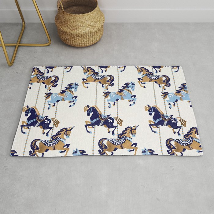 Carousel Horses – Copper & Blue Rug