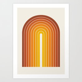 Gradient Arch IX Retro Orange Mid Century Modern Rainbow Art Print