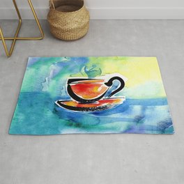 Coffee Dreams 13 by Kathy Morton Stanion Rug | Painting, Mocha, Brushstroke, Cafenoir, Coffeecup, Jamochaabstract, Colorful, Brew, Perk, Coffee 
