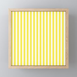 Yellow and White Cabana Stripe Pattern Framed Mini Art Print