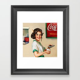 Diner Pinup Girl Framed Art Print