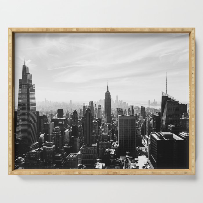 New York City Skyline Photography | Black and White Serving Tray