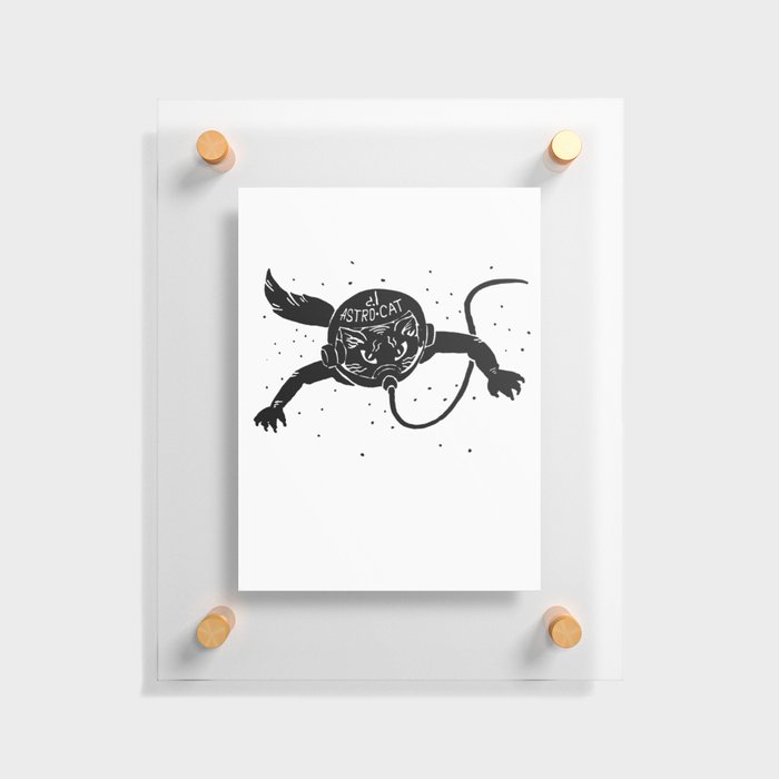 Astro Cat black Floating Acrylic Print