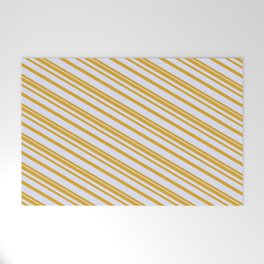 [ Thumbnail: Goldenrod & Lavender Colored Lined/Striped Pattern Welcome Mat ]