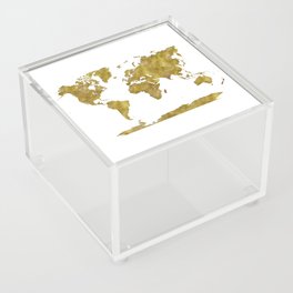 world map in watercolor gold color Acrylic Box