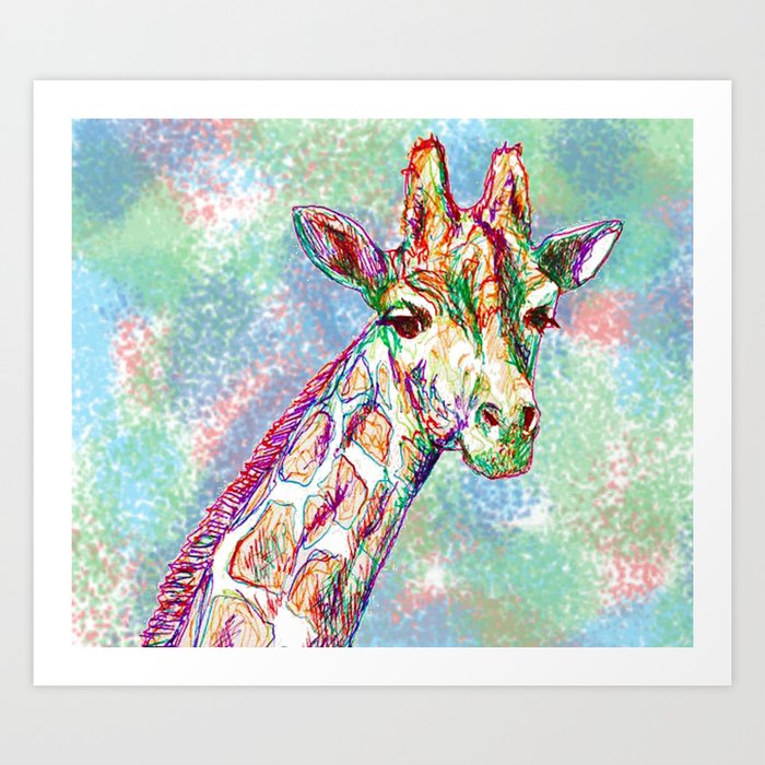 Colour Giraffe Art Print by Frances Roughton | Society6