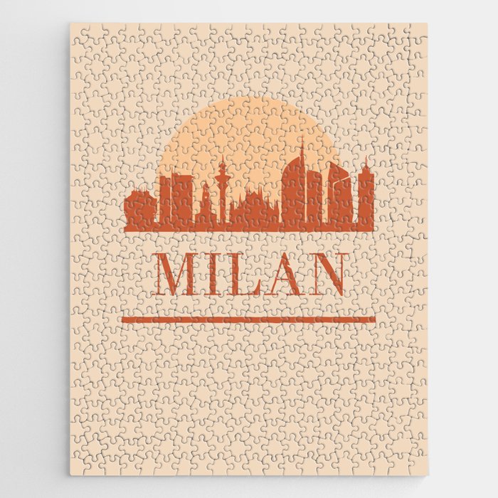 MILAN ITALY CITY SKYLINE EARTH TONES Jigsaw Puzzle