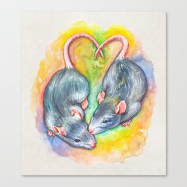 Watercolor Rats Canvas Print