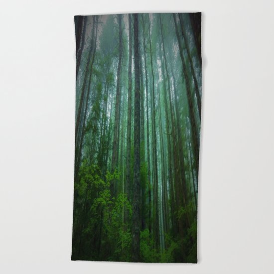 Misty Mountain Forest Beach Towel