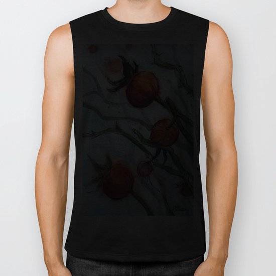 Rose Hips Abstract Watercolor Nature Biker Tank
