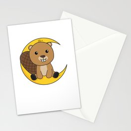 Moon Beaver Cute Animals For Kids For The Night Stationery Card