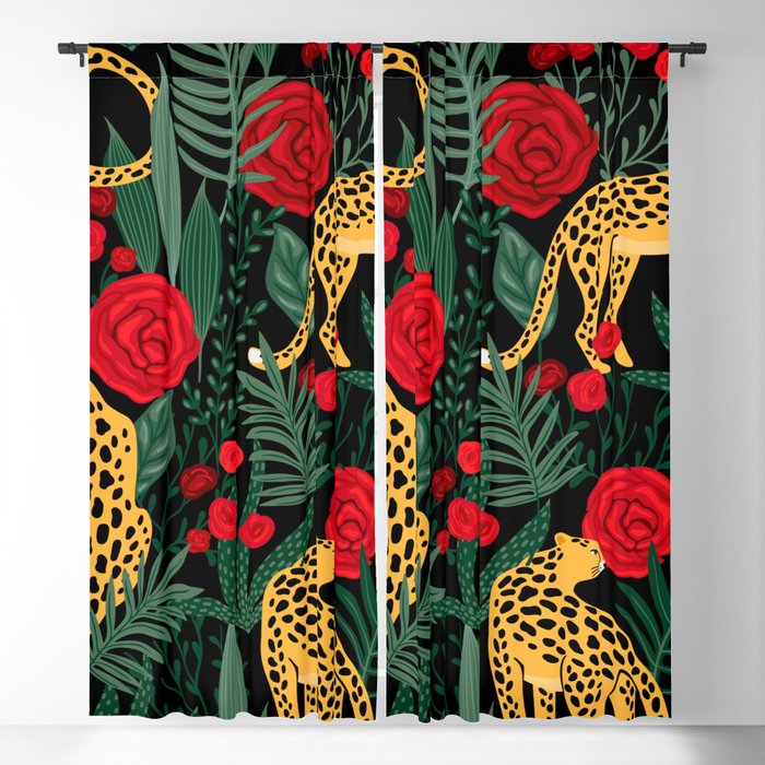 Leopards & Roses Pattern Blackout Curtain
