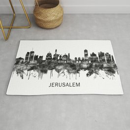 Jerusalem Israel Skyline BW Rug | Middle, Bw, Jerusalem, Landscape, Print, East, Blackandwhite, Israel, Oldest, Decor 