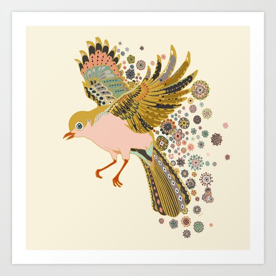 Orange stocking bird Art Print