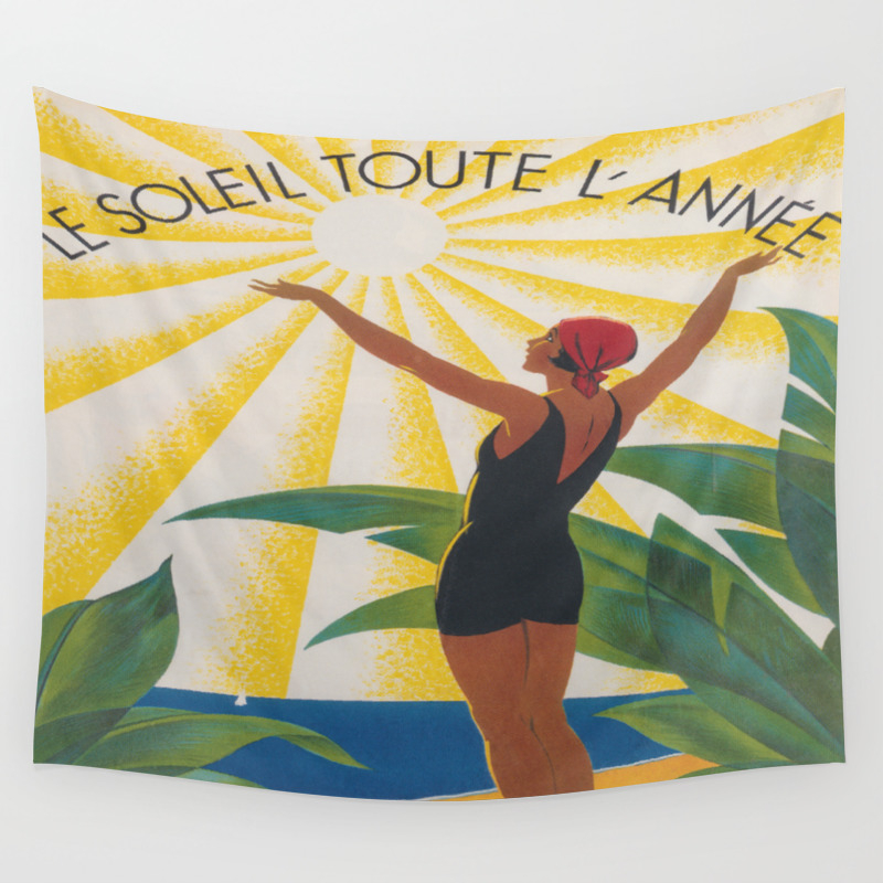 French Riviera Art Deco Vintage Travel Poster Wall Tapestry By Vintagevault Society6