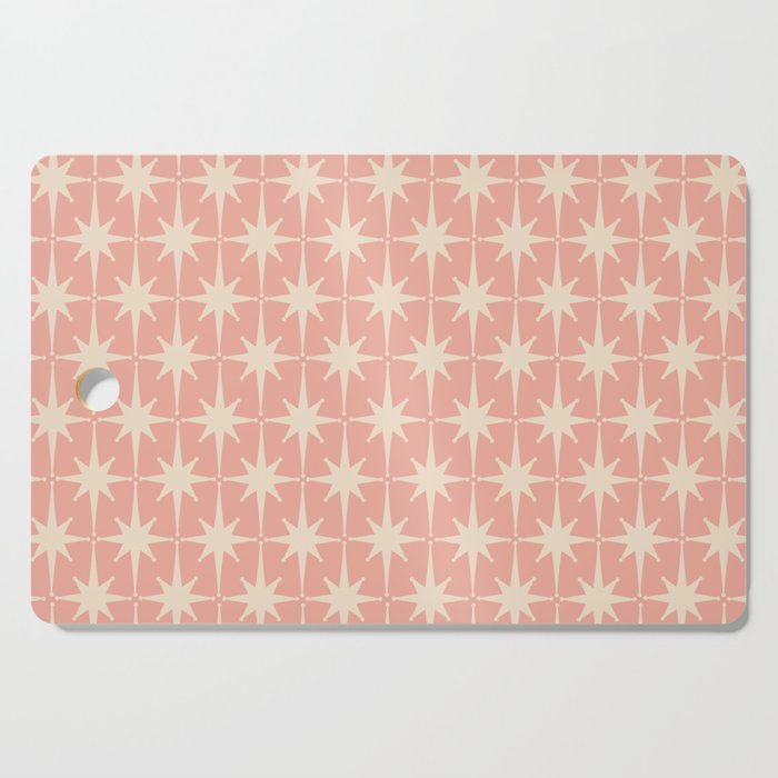 Atomic Age 1950s Retro Starburst Pattern in Cream and Blush Pink  Cutting Board