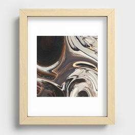Sept Tours: an elegant abstract painting in black, white and gold by Alyssa Hamilton Art Recessed Framed Print