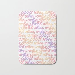 Good Vibes Only - Rainbow Bath Mat | Seemless, Goodvibes, Rainbow, Typography, Handlettering, Text, Cursive, Yellow, Script, Red 