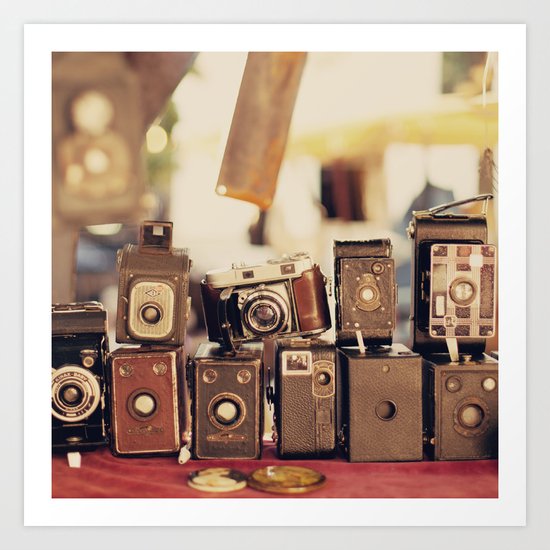 Old Cameras (Vintage and Retro Film Cameras Collection) Art Print