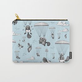 Parachuting Beavers - Blue & White Carry-All Pouch