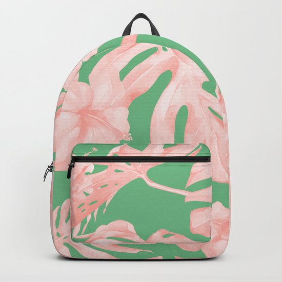 Island Life Seashell Pink + Green Backpack