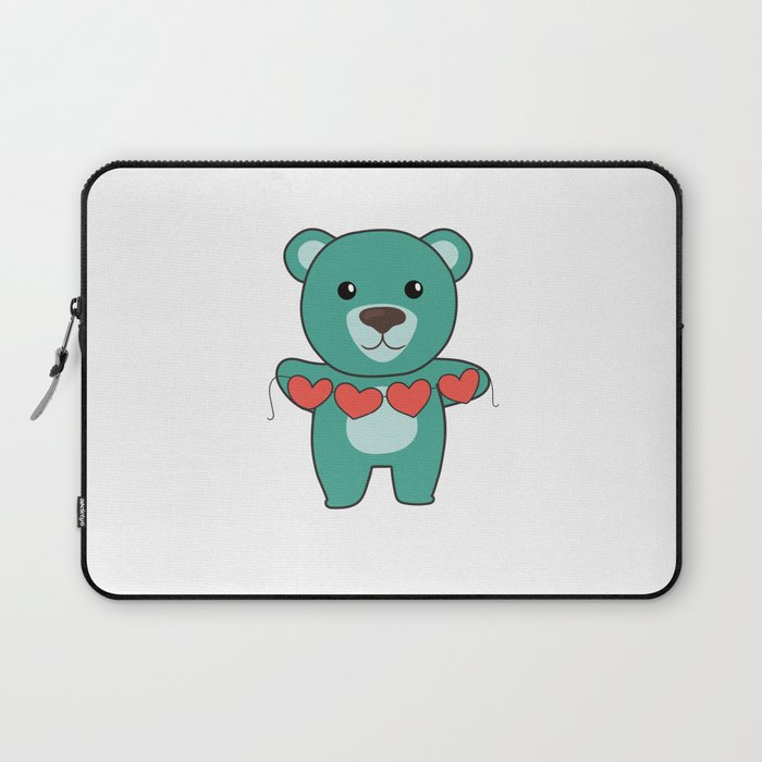 Valentine's Day Bear Cute Animals With Hearts Laptop Sleeve