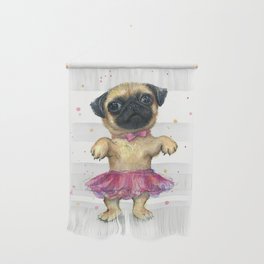 Pug in a Tutu Cute Animal Whimsical Dog Portrait Wall Hanging