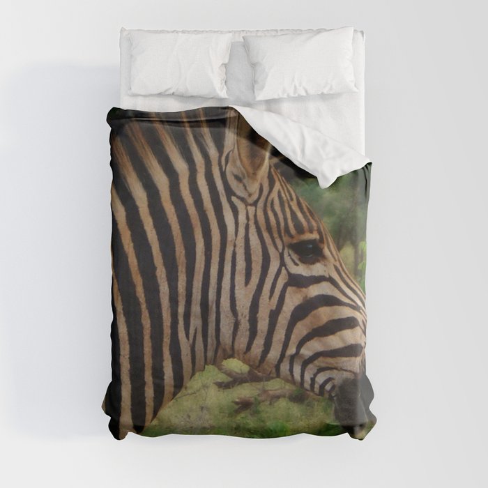 South Africa Photography - A Zebra In The Forest Duvet Cover